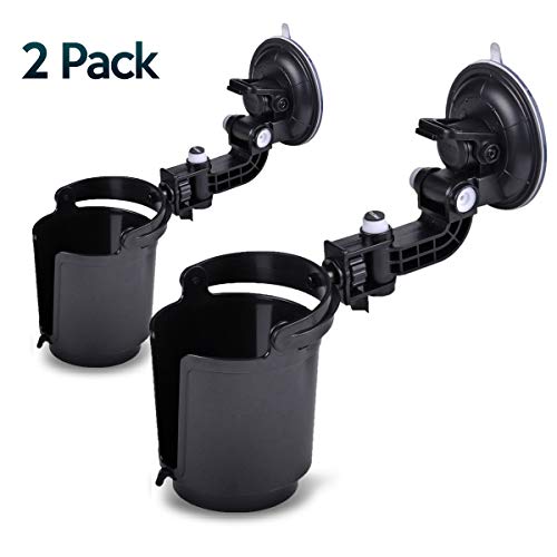 Product Cover Zone Tech Recessed Folding Cup Drink Holder - 2-Pack Black Premium Quality Recessed Sturdy Black Folding Vehicle Adjustable Drink Cup Holder