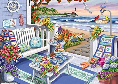 Product Cover Ravensburger Cozy Series: Seaside Sunshine 300 Piece Large Format Jigsaw Puzzle for Adults - Every Piece is Unique, Softclick Technology Means Pieces Fit Together Perfectly