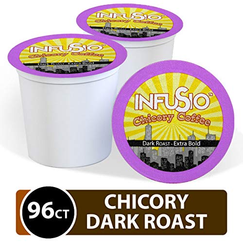 Product Cover InfuSio Coffee & Chicory Single Serve Pods, Compatible with Keurig 2.0 K Cup Brewers, 96 Count, Rich Bold Gourmet Flavor - New Orleans Style Coffee with Chicory