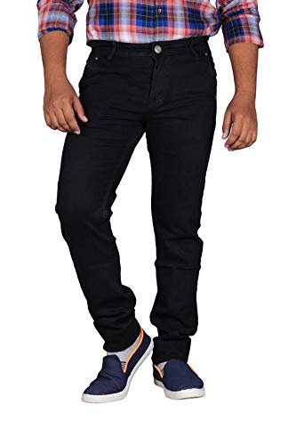 Product Cover Lzard Men's Slim Fit Black Colour Denim Jeans