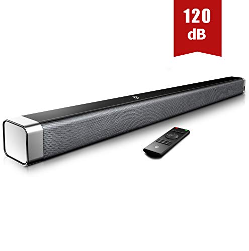 Product Cover Bomaker Sound Bar, 37-Inch Home Theater TV Soundbar, 120dB, 4 Equalizer, Bass, Treble Adjustable, Wireless Bluetooth 5.0, Optical/AUX/RCA/USB Connection, Remote Control Included