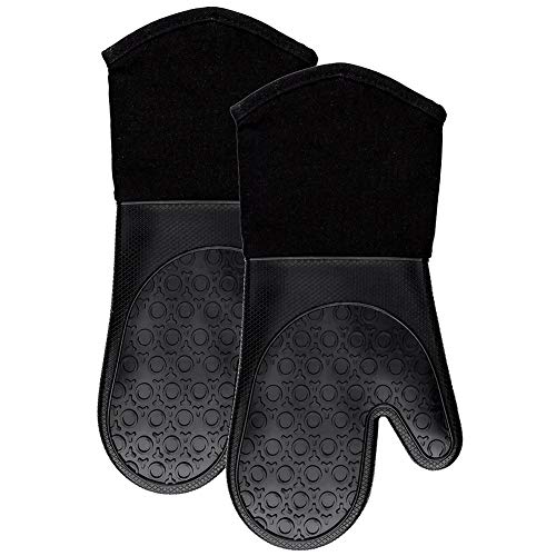 Product Cover Silicone Oven Mitts Heat Resistant 500 Degrees Oven Mitt with Cotton Liner Non-Slip Kitchen Oven Gloves for BBQ Cooking Baking Microwave