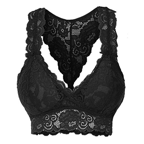 Product Cover wumedy Women Ladies Fashion Stretchy Floral Lace Hollow Out Bralette Bra Everyday Bras Black