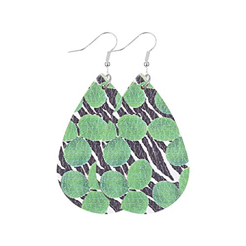 Product Cover Saint Patrick's Day Earrings for Women Girls Gift, Green Drop Earrings, Leather Earrings for Women Teardrop Dangle Earrings Petal Drop Earrings Jewelry Accessory Handmade