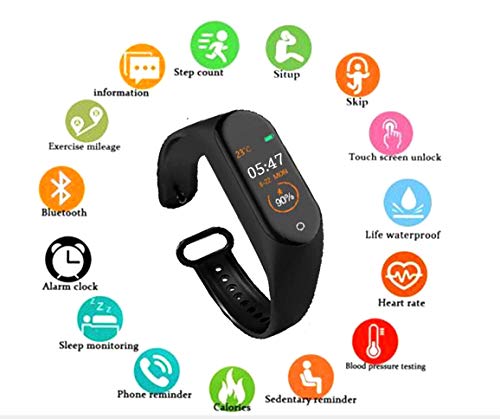 Product Cover SBA999 ABM411 M4 Bluetooth Wireless Smart Fitness Band for Boys/Men/Kids/Women | Sports Watch Compatible with Xiaomi, Oppo, Vivo Mobile Phone | Heart Rate and BP Monitor, Calories Counter