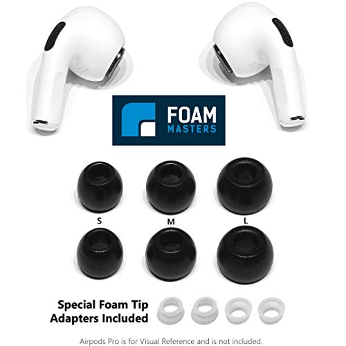 Product Cover AirPods Pro Memory Foam Ear Tips Replacement Complying Buds by Foam Masters | AUTOLINE PRO is The ONLY USA Manufacturer and Seller of Foam Masters (Black)