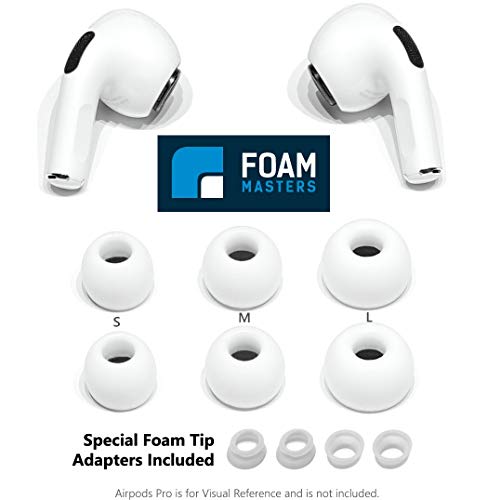 Product Cover AirPods Pro Memory Foam Ear Tips Replacement Complying Buds by Foam Masters | AUTOLINE PRO is The ONLY USA Manufacturer and Seller of Foam Masters (White)