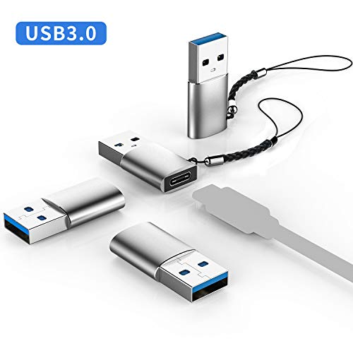Product Cover USB C Female to USB 3.0 Male Adapter (4 Pack) Type C to USB A Connector Keychain Compatible with Chargers Laptops Power Banks