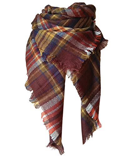 Product Cover Plaid Blanket Scarf Winter Fall Scarfs for Women, Warm Soft Chunky Oversized Tartan Shawls Wraps Scarves