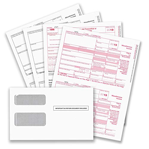 Product Cover 1099 MISC Forms for 2019, 4-Part Tax Forms, Vendor Kit of 25 Laser Forms and 25 Self-Seal Envelopes, Forms Designed for QuickBooks and Other Accounting Software