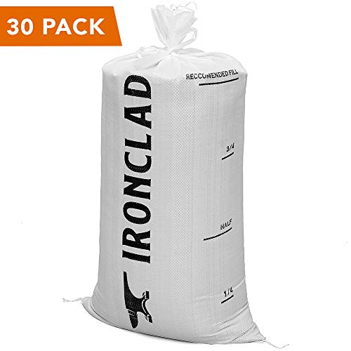 Product Cover Ironclad Supply Emergency Sand Bags - Heavy Duty Sand Bags for Flooding with UV Protection, 50lb Capacity, Built-in Drawstring - Perfect for Flood Prevention, Survival Gear and Emergency Kit