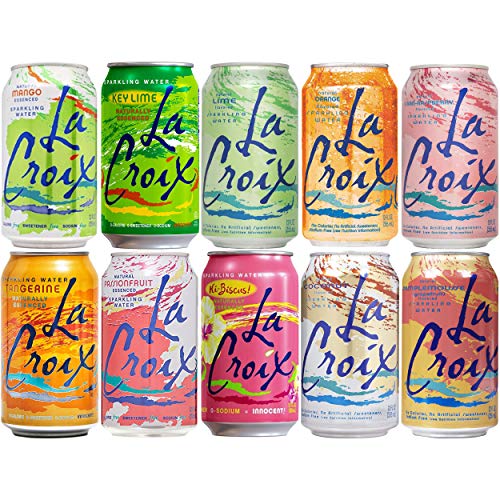 Product Cover La Croix Lime Orange Cran-Raspberry Passionfruit Mango Hibiscus Coconut Grapefruit Key-Lime Tangerine Naturally Essenced Flavored Sparkling Water, Variety Pack, 12 oz Can (Pack of 10, Total of 120 Oz)