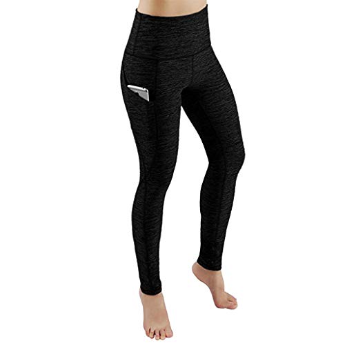Product Cover PASATO Women's High Waist Tummy Control Out Pocket Fitness Pants Sports Running Yoga Athletic Pant (M-Black, M)