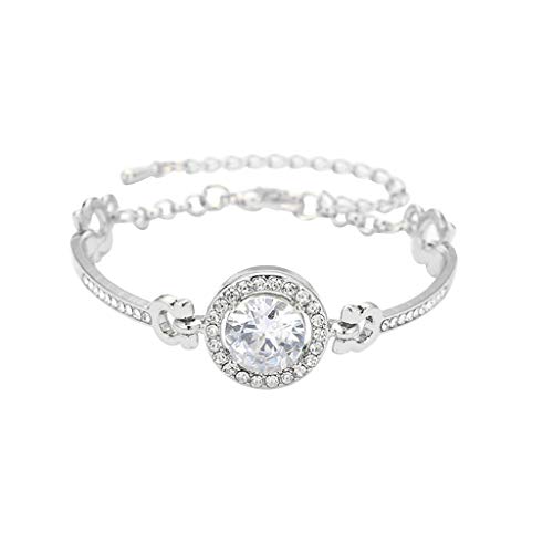 Product Cover Feternal Women's Elegant Crystal Simulated Diamond Bracelet, Charm Bracelet Gift for Valentine's Day Wedding Birthday Anniversary
