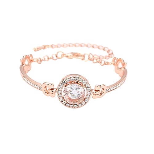 Product Cover HANANei Crystal Bracelet Gift Bangle Love Valentine's Day Wedding Bridal Christmas Jewelry for Women Teen Girls (Rose Gold)
