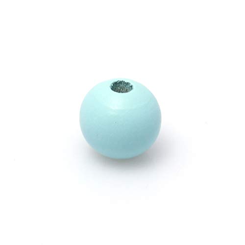 Product Cover 100 Sky Blue Round Wood Beads Bulk 16mm or 5/8 Inch Wood Beads with 4.2mm Hole