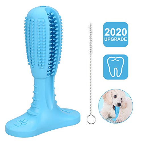 Product Cover I-pure items Dog Toothbrush - Dog Teeth Cleaning Toys - 2020 Upgrade Dog Tooth Brush Stick Chew Toys - 100% Natural Rubber and Durable Effective for Dog's Dental Care (Large, Sky Blue)