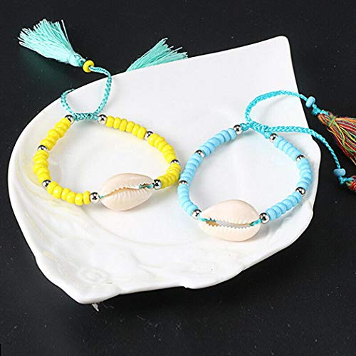 Product Cover Nabsna New Women Fashion Beaded Shell Colorful Bangle Bracelet Wristband Strand