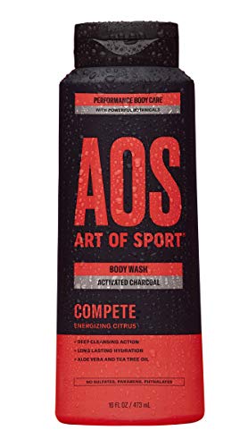 Product Cover Art of Sport Activated Charcoal Body Wash for Men, Compete Scent, Energizing Citrus Fragrance with Tea Tree Oil and Aloe Vera, Deep Cleansing and Intensely Moisturizing, Sulfate Free, 16 fl oz