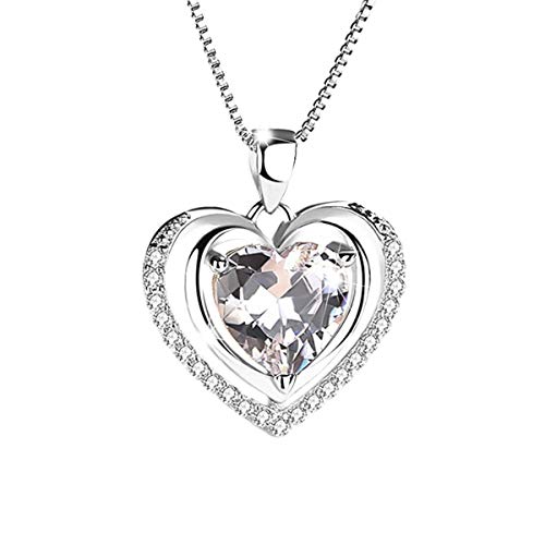 Product Cover Sutyle Heart Shape Cubic Zirconia Pendant Necklace with Sterling Silver Box Chain Necklaces for Women