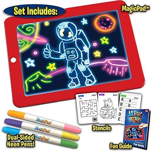 Product Cover FIgment Magic Sketch Drawing Pad | Light Up LED Glow Board | Draw, Sketch, Create, Doodle, Art, Write, Learning Tablet | Includes 3 Dual Side Markets, 30 Stencils and 8 Colorful Effects for Kids