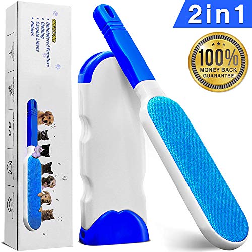 Product Cover WLIER Pet Hair Remover - Dog & Cat Lint Roller Brush - Double Sided Fur Hair Removal Tool with Self-Cleaning Base and Travel Size Brush - Perfect for Clothes, Sofa, Carpet, Car Seat[2020 Upgrade]