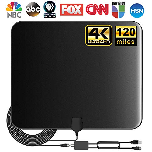 Product Cover [Updated 2020 ] TV Antenna, Indoor Amplified Digital HDTV Antenna, 80-120 Miles Range Signal Booster for 4K 1080p Fire TV Stick Local Channels and All TV's