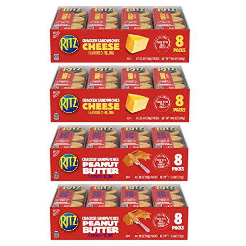 Product Cover RITZ Peanut Butter Sandwich Crackers and Cheese Sandwich Crackers Variety Pack, 32 Snack Packs