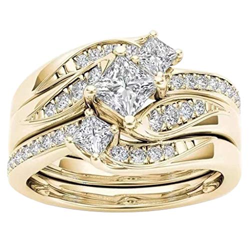Product Cover BOLUOYI 3Pack Diamond Plated Cubic Zirconia Infinity Love Solitaire Promise Eternity Ring for Women Girls (7, Gold)