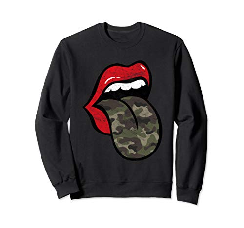 Product Cover Red Lips Camouflage Tongue Trendy Camo Grunge Sweatshirt