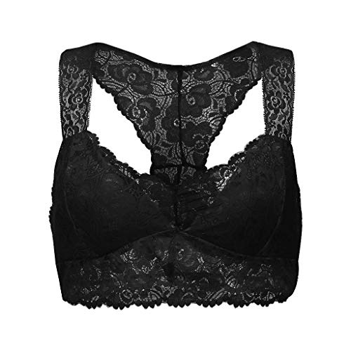 Product Cover JoCome Women Floral Lace Bralette Padded Breathable Sexy Racerback Lace Bra V-Neck Underwear Sleepwear