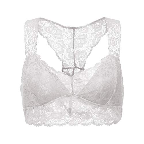 Product Cover JoCome Women Floral Lace Bralette Padded Breathable Sexy Racerback Lace Bra V-Neck Underwear Sleepwear