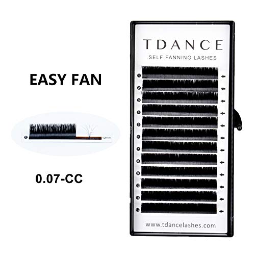 Product Cover TDANCE Eyelash Extension Supplies Rapid Blooming Volume Eyelash Extensions Thickness 0.07 CC Curl Mix 8-15mm Easy Fan Volume Lashes Self Fanning Individual Eyelashes Extension (CC-0.07,8-15mm)