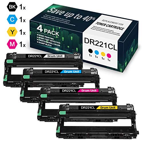Product Cover 4 Pack(1BK/1C/1M/1Y) DR221CL Compatible Drum Unit Replacement for Brother DCP-9015CDW DCP-9020CDN HL-3140CW HL-3150CDN HL-3170CDW HL-3180CDW MFC-9130CW MFC-9140CDN MFC-9330CDW MFC-9340CDW, By VaserInk