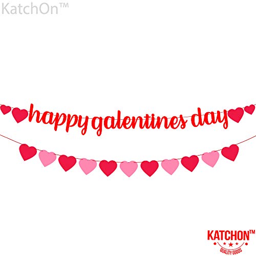 Product Cover KatchOn Glitter, Happy Galentines Day Banner - Galentines Day Decoartions | Galentines Banner | Heart Garland Decorations