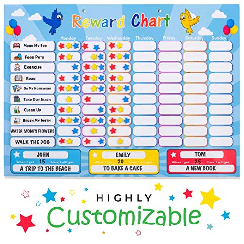 Product Cover HouseCraft Reward Chart for Kids - Chore Chart for Multiple Kids - A Magnetic Responsibility Chart with 240 Stars, Eraser, Bag - Includes 10 Chores and Customizable Chores