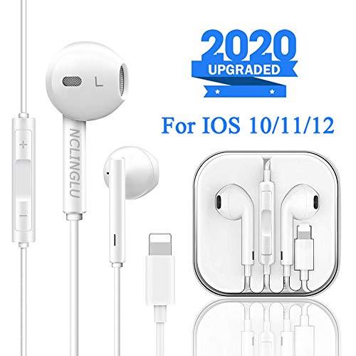 Product Cover NCLINGLU Earbuds Headset Wired Earphones Headphone with Microphone and Volume Control, Compatible with iPhone 11/11Pro/11Pro Max/Xs/XS Max/XR/X/8/8 Plus/7 and iOS 10/11/12 (White)