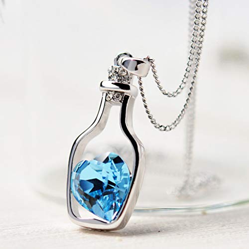 Product Cover Panfinggin Women's Love Heart Crystal Pendant Necklace with Unique Bottle Shape Valentine's Day Jewelry Gifts