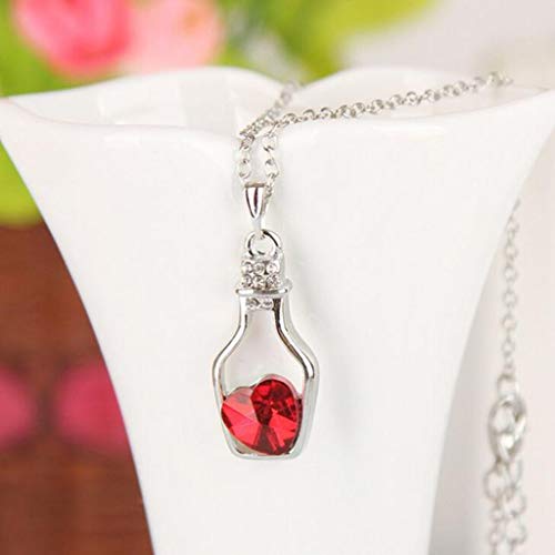 Product Cover Panfinggin Women's Love Heart Crystal Pendant Necklace with Unique Bottle Shape Valentine's Day Jewelry Gifts