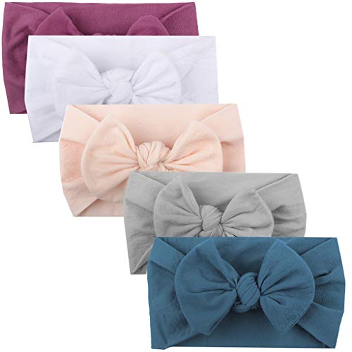 Product Cover Toysgamer 5 Pcs Premium Hair Bands for Baby Infant Toddler Kids Lovely Bow-knots Baby Headwears Hair Accessories (A)