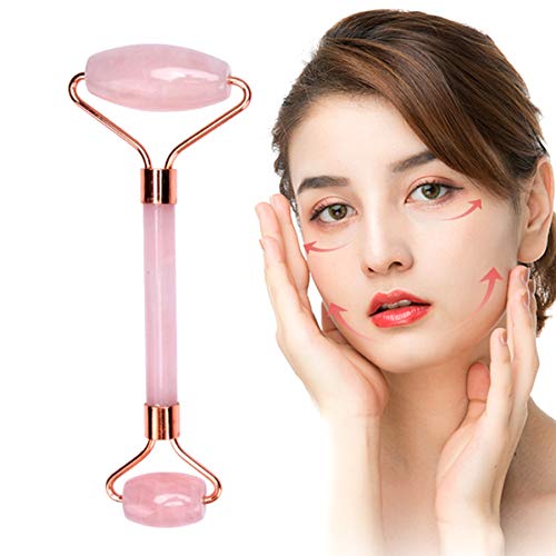 Product Cover Jade Roller for Face, sunliveus 100% Natural Jade Rose Quartz Facial Roller Face Eye Neck Massager and Roller Beauty Tool for Skin Care, Remove Wrinkles, Skin Tightening, Lift Firming, Anti Aging