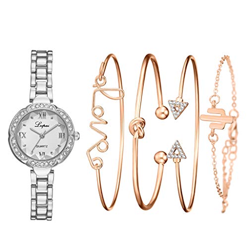 Product Cover iPOGP Women Watchs Diamond Dial Bracelet Watch Crystal Strap Watchs Analog Wrist Quartz Luxury Watchs (D)