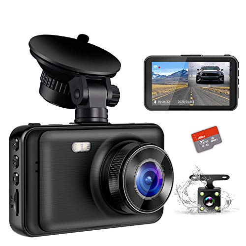 Product Cover Dash Camera for Cars, YOCHOS 1080P Front and Rear Dual Dash Cam, 3
