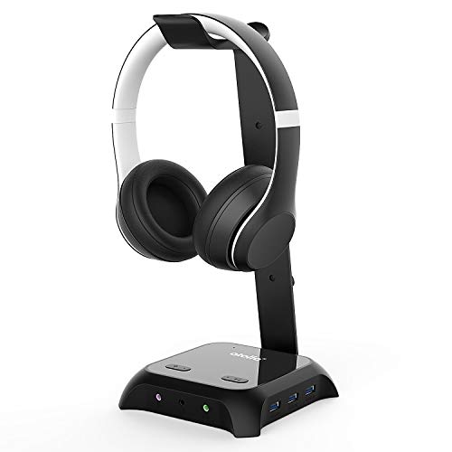 Product Cover Headphone Stand, atolla Headset Stand with 3 USB 3.0 Ports and 3 USB Charging Ports, 3.5mm AUX Ports with On/Off Switches, and 12V/2.5A Power Adapter - Suitable for Work and Games