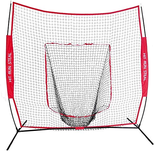 Product Cover Baseball and Softball Heavy-Duty Hitting Net. This 7x7 Hitting Net If Perfect for Daily Batting Practice Or Pregame Warm Up (Red) (Practice Net)