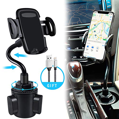 Product Cover bokilino Car Cup Holder Phone Mount, Universal Adjustable Gooseneck Cup Holder Cradle Car Mount for Cell Phone iPhone 11 Pro/11 Pro Max/11/X/Xs/Xs Max/8/8Plus,Samsung,Huawei,LG, Sony, Nokia (Black)