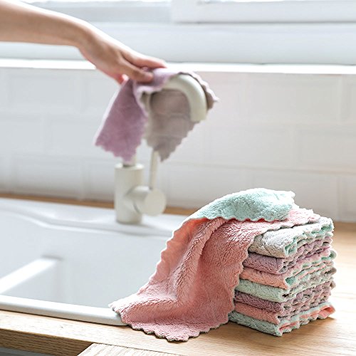 Product Cover FarJing 4Pcs Dishclout Hanging Hand Towels,Dish Cloth for Washing Dishes Dish Rags Coral Velvet Nonstick Oil Washcloths