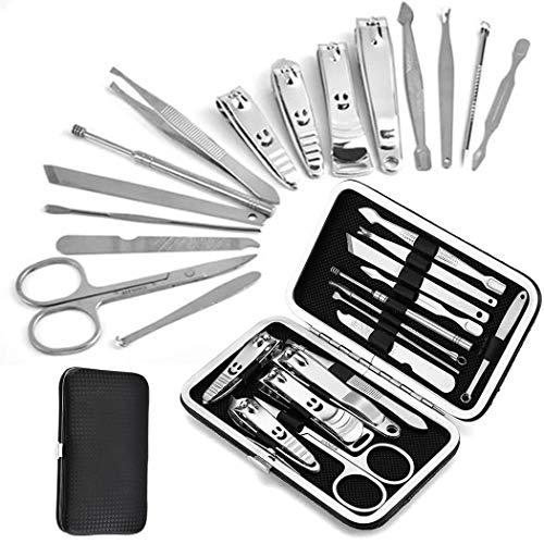 Product Cover ladiy Manicure, Pedicure Kit,Stainless Steel Nail Clippers Useful Manicure Tools,15pcs Set Fingernail Clippers