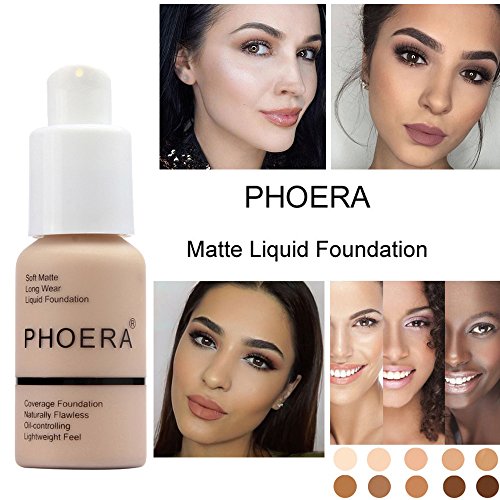 Product Cover MEIHUALU 30ml Soft Matte Full Coverage Liquid Foundation Brighten Highlighting Matte Oil Control Concealer Facial Blemish Concealer Color Changing Foundation for Women Girls (106)