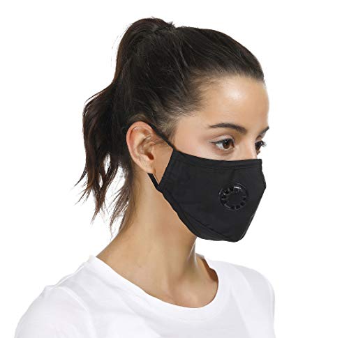 Product Cover NHForest N99 Dust Mask - Anti Air Pollution Smoke Mask - Particulate Respirator with 4 replaceable filters - Washable and Reusable Face Protection - (Black with valve)